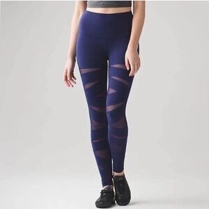 Lululemon Wunder Under High Rise Tech Mesh Tight Hero Blue Navy